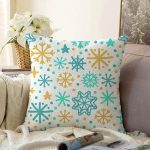 Beyaz Zemin Üzerinde Renkli Geometrik Desenli Dijital Baskılı Modern Raşel Kadife Yastık Kılıfı Realhomes