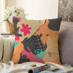 - Sonil-K-8059-Gorsel1 - Realhomes Renkli Zeminli Üzerinde Yaprak Desenli Dijital Baskılı Modern Raşel Kadife Yastık Kılıfı Realhomes