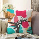 - Sonil-K-8064-Gorsel1 - Realhomes Beyaz Zemin Üzerinde Rengarenk Çiçek Desenli Raşel Kadife Yastık Kırlent Kılıfı Realhomes