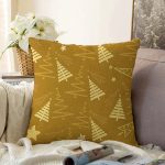 Renkli Zeminli Çam Ağacı Desenli Dijital Baskılı Modern Raşel Kadife Yastık Kırlent Kılıfı Realhomes