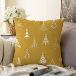 Renkli Zeminli Çam Ağacı Desenli Dijital Baskılı Modern Raşel Kadife Yastık Kırlent Kılıfı Realhomes