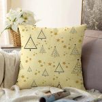 Renkli Zeminli Çam Ağacı Desenli Dijital Baskılı Modern Raşel Kadife Yastık Kırlent Kılıfı Realhomes