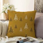 Renkli Zeminli Çam Ağacı Desenli Dijital Baskılı Modern Raşel Kadife Yastık Kırlent Kılıfı Realhomes