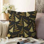 Renkli Zeminli Çam Ağacı Desenli Dijital Baskılı Modern Raşel Kadife Yastık Kırlent Kılıfı Realhomes