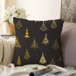 Renkli Zeminli Çam Ağacı Desenli Dijital Baskılı Modern Raşel Kadife Yastık Kırlent Kılıfı Realhomes