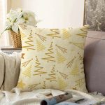 Renkli Zeminli Çam Ağacı Desenli Dijital Baskılı Modern Raşel Kadife Yastık Kırlent Kılıfı Realhomes