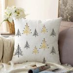 Beyaz Zemin Üzerinde Gold Detaylı Çamağacı Desenli Modern Raşel Kadife Yastık Kırlent Kılıfı Realhomes