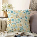 Renkli Zeminli Deniz Yıldızı Desenli Dijital Baskılı Modern Raşel Kadife Yastık Kırlent Kılıfı Realhomes