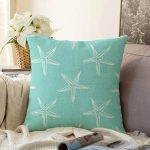 - Sonil-K-8086-Gorsel1 - Realhomes  Renkli Zeminli Deniz Yıldızı Desenli Dijital Baskılı Modern Raşel Kadife Yastık Kırlent Kılıfı Realhomes