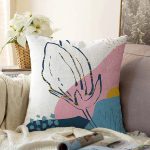 - Sonil-K-8087-Gorsel1 - Realhomes  Rengarenk Zemin Üzerinde Pastel Desenli Çiçek Motifli Modern Raşel Kadife Yastık Kırlent Kılıfı Realhomes