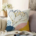 - Sonil-K-8092-Gorsel1 - Realhomes Beyaz Zemin Üzerinde Çiçek Desenli Dijital Baskılı Modern Raşel Kadife Yastık Kırlent Kılıfı Realhomes