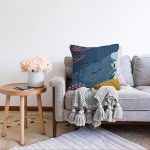 Renkli Zemin Üzerinde Pastel Renkli Yaprak Desenli Modern Raşel Kadife Yastık Kırlent Kılıfı Realhomes