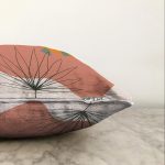 - Sonil-K-8121-Gorsel3 - Realhomes  Pastel Zemin Üzerinde Yaprak Desenli Dijital Baskılı Modern Raşel Kadife Yastık Kırlent Kılıfı Realhomes