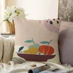 Pastel Zeminli Renkli Meyva Desenli Dijital Baskılı Modern Raşel Kadife Yastık Kırlent Kılıfı Realhomes