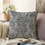 Beyaz Zemin Üzerinde Siyah Mermer Desenli Raşel Kadife Yastık Kırlent Kılıfı Realhomes