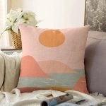 Pastel Zemin Üzerinde Güneş Desenli Dijital Baskılı Modern Raşel Kadife Yastık Kırlent Kılıfı Realhomes