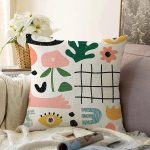 - Sonil-K-8160-Gorsel1 - Realhomes Beyaz Zeminli Geometrik Desenli Dijital Baskılı Modern Raşel Kadife Yastık Kırlent Kılıfı Realhomes