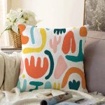 - Sonil-K-8161-Gorsel1 - Realhomes  Beyaz Zeminli Geometrik Desenli Dijital Baskılı Modern Raşel Kadife Yastık Kırlent Kılıfı Realhomes