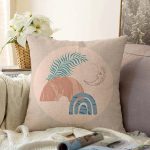 Pastel Zeminli Geometrik Desenli Dijital Baskılı Modern Raşel Kadife Yastık Kırlent Kılıfı Realhomes