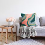 Renkli Zeminli Geometrik Desenli Dijital Baskılı Modern Raşel Kadife Yastık Kırlent Kılıfı Realhomes