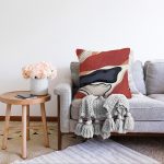 Renkli Zeminli Geometrik Desenli Dijital Baskılı Modern Raşel Kadife Yastık Kırlent Kılıfı Realhomes