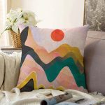 - Sonil-K-8184-Gorsel1 - Realhomes  Renkli Zeminli Geometrik Desenli Dijital Baskılı Modern Raşel Kadife Yastık Kırlent Kılıfı Realhomes