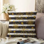 - Sonil-K-8209-Gorsel1 - Realhomes  Beyaz Zemin Üzerinde Siyah Dekoratif Çizgili Gold Desenli Kartanesi Raşel Kadife Kırlent Kılıfı Realhomes