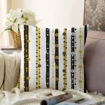 - Sonil-K-8210-Gorsel1 - Realhomes Beyaz Zemin Üzerinde Gold Çizgili Dijital Baskılı Modern Raşel Kadife Yastık Kırlent Kılıfı Realhomes