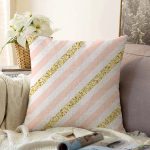 - Sonil-K-8215-Gorsel1 - Realhomes Beyaz Zeminli Pembe Yatay Çizgili Dijital Baskılı Modern Raşel Kadife Yastık Kırlent Kılıfı Realhomes
