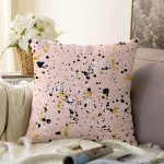 - Sonil-K-8230-Gorsel1 - Realhomes Renkli Zemin Üzerinde Gold Detaylı Siyah Puantiyeli Raşel Kadife Yastık Kırlent Kılıfı Realhomes