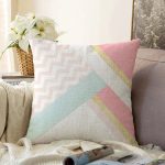 - Sonil-K-8257-Gorsel1 - Realhomes  Renkli Zeminli Geometrik Desenli Dijital Baskılı Modern Raşel Kadife Yastık Kırlent Kılıfı Realhomes