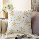 Beyaz Zeminli Gold Detaylı Kartanesi Dijital Baskılı Modern Raşel Kadife Yastık Kırlent Kılıfı Realhomes