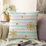 - Sonil-K-8285-Gorsel1 - Realhomes Beyaz Zeminli Renkli Yatay Çizigili Gold Detaylı Kartanesi Desenli Raşel Kadife Kırlent Kılıfı Realhomes