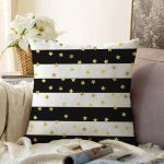 - Sonil-K-8288-Gorsel1 - Realhomes  Beyaz Zemin Üzerinde Gold Detaylı Yıldız Desenli Modern Raşel Kadife Yastık Kırlent Kılıfı Realhomes