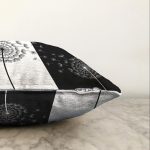 Siyah Beyaz Zeminli Çiçek Desenli Dijital Baskılı Modern Raşel Kadife Yastık Kırlent Kılıfı Realhomes