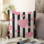 - Sonil-K-8302-Gorsel1 - Realhomes  Beyaz Zeminli Renkli Kalp Desenli Dijital Baskılı Modern Raşel Kadife Yastık Kırlent Kılıfı Realhomes