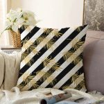 - Sonil-K-8313-Gorsel1 - Realhomes  Beyaz Zemin Üzerinde Gold Detaylı Yaprak Desenli Modern Raşel Kadife Yastık Kırlent Kılıfı Realhomes