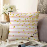 - Sonil-K-8314-Gorsel1 - Realhomes  Beyaz Zemin Üzerinde Gold Detaylı Kalp Desenli Modern Raşel Kadife Yastık Kırlent Kılıfı Realhomes