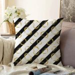 Beyaz Zemin Üzerinde Gold Detaylı Kalp Desenli Modern Raşel Kadife Yastık Kırlent Kılıfı Realhomes