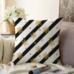 - Sonil-K-8327-Gorsel1 - Realhomes  Beyaz Zemin Üzerinde Gold Detaylı Kartanesi Desenli Raşel Kadife Yastık Kırlent Kılıfı Realhomes