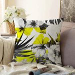 Beyaz Zemin Üzerinde Çiçek Desenli Dijital Baskılı Modern Raşel Kadife Yastık Kırlent Kılıfı Realhomes