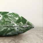 - Sonil-K-8358-Gorsel3 - Realhomes  Beyaz Zemin Üzerinde Yeşil Yaprak Desenli Raşel Kadife Yastık Kırlent Kılıfı Realhomes