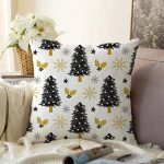 - Sonil-K-8361-Gorsel1 - Realhomes  Beyaz Zemin Üzerinde Çamağacı Desenli Dijital Baskılı Modern Raşel Kadife Yastık Kırlent Kılıfı Realhomes