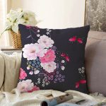- Sonil-K-8362-Gorsel1 - Realhomes  Siyah Zemin Üzerinde Rengarenk Çiçek Desenli Raşel Kadife Yastık Kırlent Kılıfı Realhomes