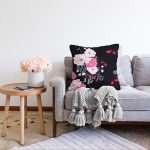 - Sonil-K-8362-Gorsel2 - Realhomes  Siyah Zemin Üzerinde Rengarenk Çiçek Desenli Raşel Kadife Yastık Kırlent Kılıfı Realhomes