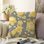 - Sonil-K-8365-Gorsel1 - Realhomes  Rengarenk Zemin Üzerinde Çiçek Desenli Dijital Baskılı Modern Raşel Kadife Yastık Kırlent Kılıfı Realhomes