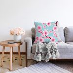 - Sonil-K-8373-Gorsel2 - Realhomes  Rengarenk Zemin Üzerinde Pembe Çiçek Desenki Raşel Kadife Yastık Kırlent Kılıfı Realhomes