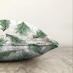 - Sonil-K-8376-Gorsel3 - Realhomes  Beyaz Zeminli Yeşi Yaprak Desenli Dijital Baskılı Modern Raşel Kadife Yastık Kırlent Kılıfı Realhomes