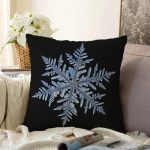 Siyah Zeminli Kartanesi Desenli Dijital Baskılı Modern Raşel Kadife Yastık Kırlent Kılıfı Realhomes