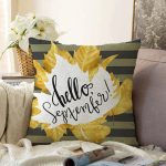 Renkli Zemin Üzerinde Siyah Çizgili Sonbahar Desenli Raşel Kadife Yastık Kırlent Kılıfı Realhomes